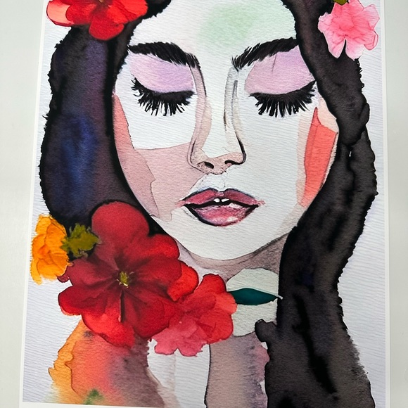 Watercolor Abstract Floral Woman Wall Art Print Poster Unframed - Picture 5 of 10